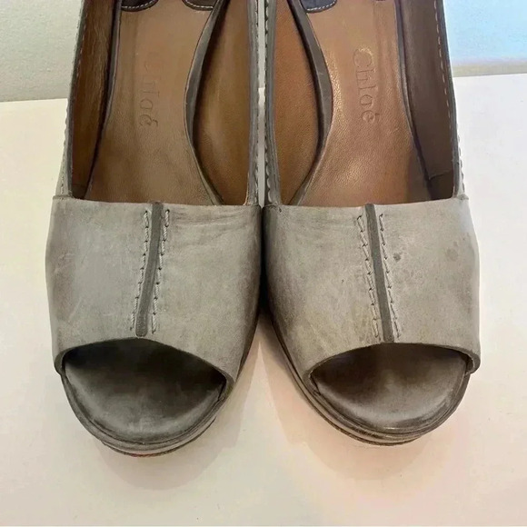 Chloe Peep Toe Soft Leather Heels EUC 38.5 - Picture 7 of 11